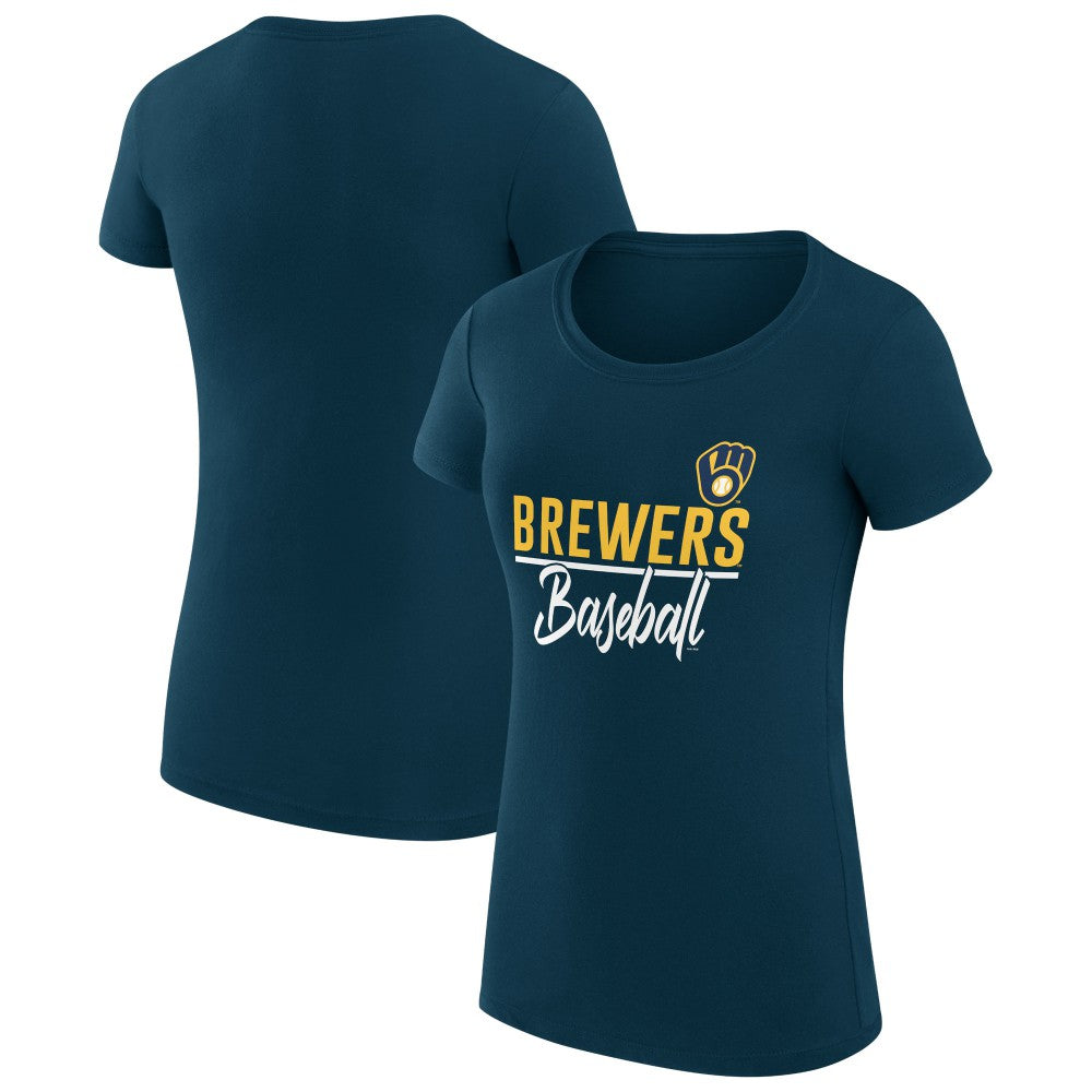 Milwaukee Brewers G-III 4Her by Carl Banks Women's Super-Slim Fit Lightweight Team Graphic T-Shirt Lifestyle