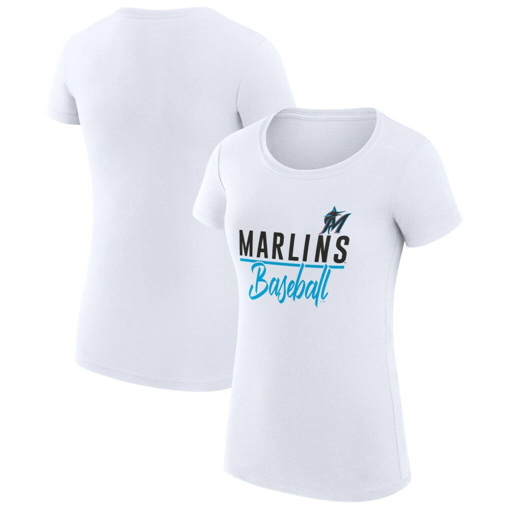Miami Marlins G-III 4Her by Carl Banks Women's Super-Slim Fit Lightweight Team Graphic T-Shirt for sale