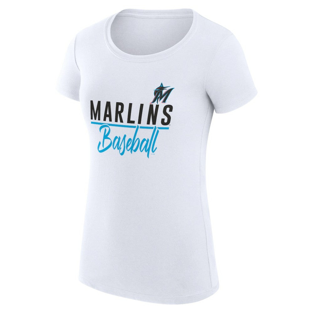 Miami Marlins G-III 4Her by Carl Banks Women's Super-Slim Fit Lightweight Team Graphic T-Shirt for sale
