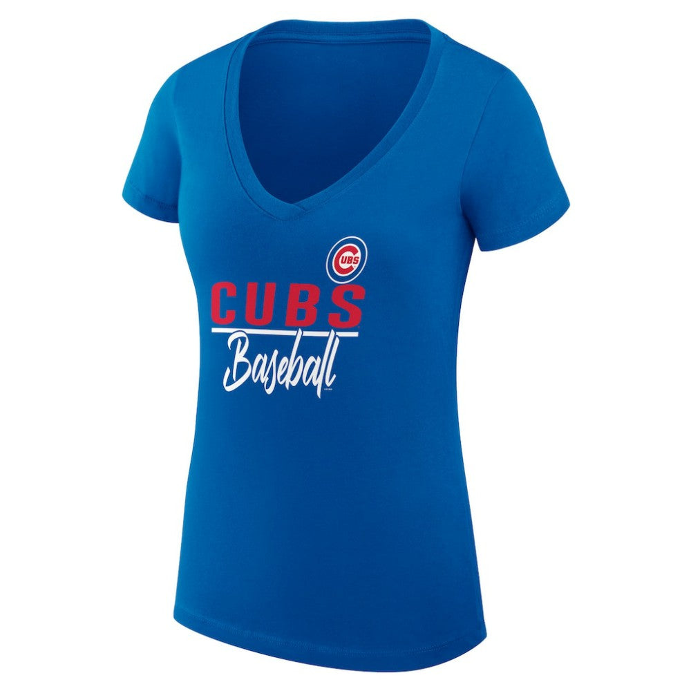 Chicago Cubs G-III 4Her by Carl Banks Women's Super-Slim Fit Lightweight Team Graphic V-Neck T-Shirt On Sale