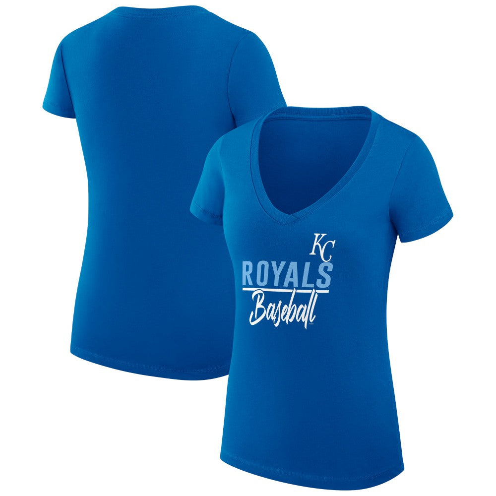 Kansas City Royals G-III 4Her by Carl Banks Women's Super-Slim Fit Lightweight Team Graphic V-Neck T-Shirt discount