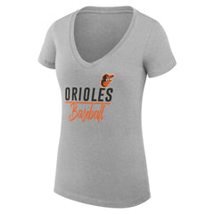 Baltimore Orioles G-III 4Her by Carl Banks Women's Super-Slim Fit Lightweight Team Graphic V-Neck T-Shirt for sale