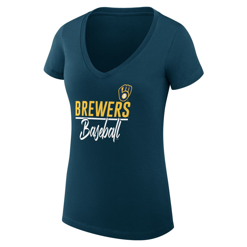 Milwaukee Brewers G-III 4Her by Carl Banks Women's Super-Slim Fit Lightweight Team Graphic V-Neck T-Shirt Near Me