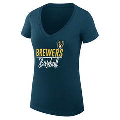 Milwaukee Brewers G-III 4Her by Carl Banks Women's Super-Slim Fit Lightweight Team Graphic V-Neck T-Shirt Near Me