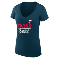 Minnesota Twins G-III 4Her by Carl Banks Women's Super-Slim Fit Lightweight Team Graphic V-Neck T-Shirt Lifestyle