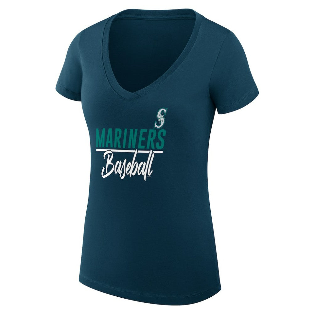 Seattle Mariners G-III 4Her by Carl Banks Women's Super-Slim Fit Lightweight Team Graphic V-Neck T-Shirt for sale