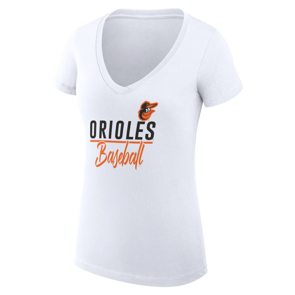 Baltimore Orioles G-III 4Her by Carl Banks Women's Super-Slim Fit Lightweight Team Graphic V-Neck T-Shirt Sale