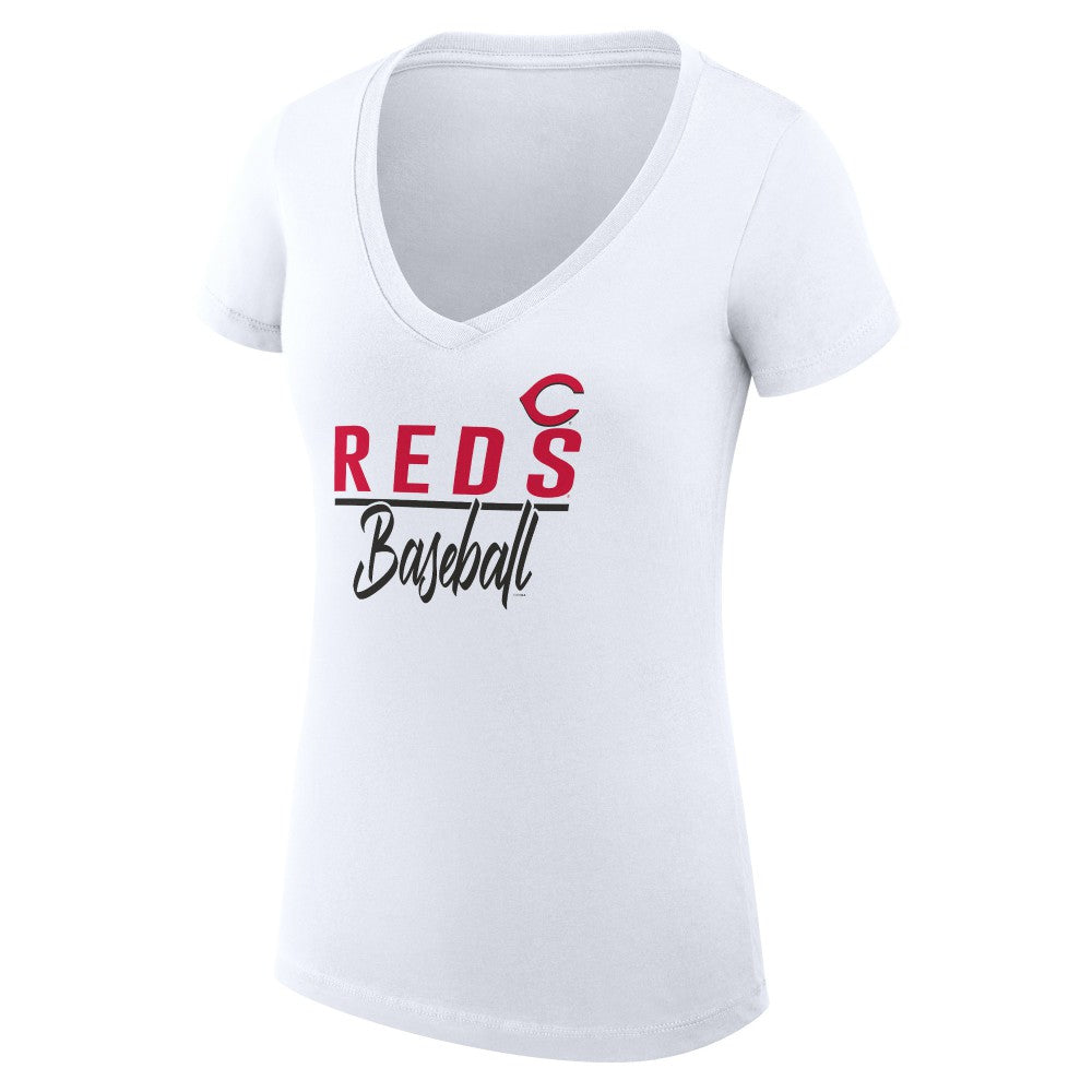 Cincinnati Reds G-III 4Her by Carl Banks Women's Super-Slim Fit Lightweight Team Graphic V-Neck T-Shirt Online