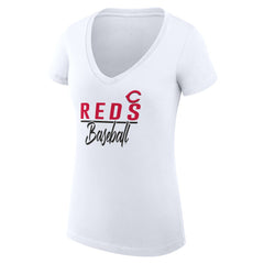 Cincinnati Reds G-III 4Her by Carl Banks Women's Super-Slim Fit Lightweight Team Graphic V-Neck T-Shirt Online