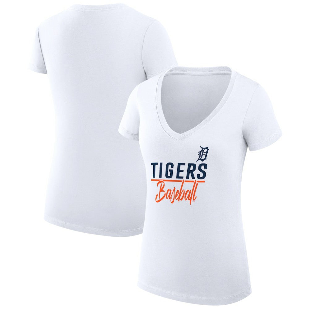Detroit Tigers G-III 4Her by Carl Banks Women's Super-Slim Fit Lightweight Team Graphic V-Neck T-Shirt for sale