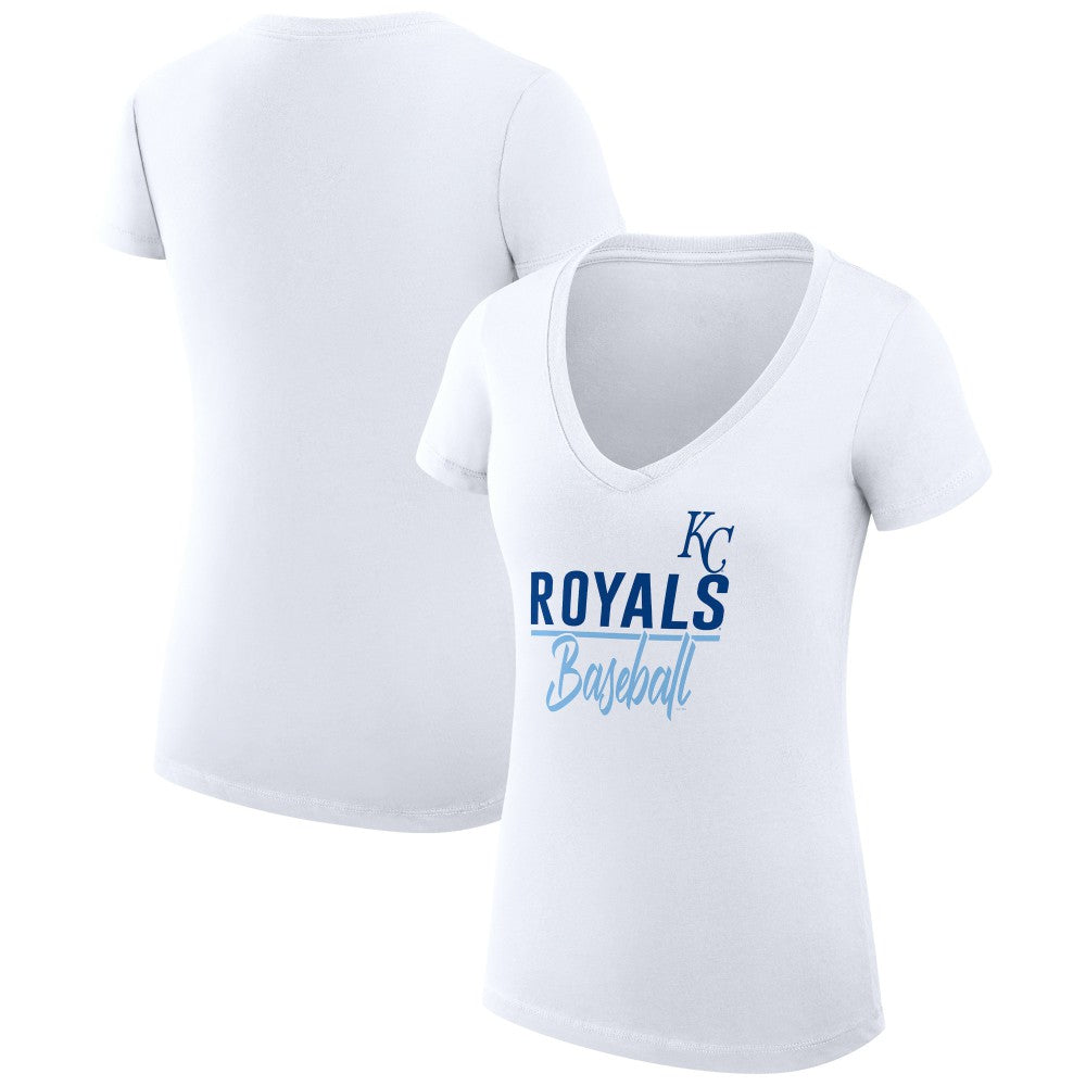 Kansas City Royals G-III 4Her by Carl Banks Women's Super-Slim Fit Lightweight Team Graphic V-Neck T-Shirt Online