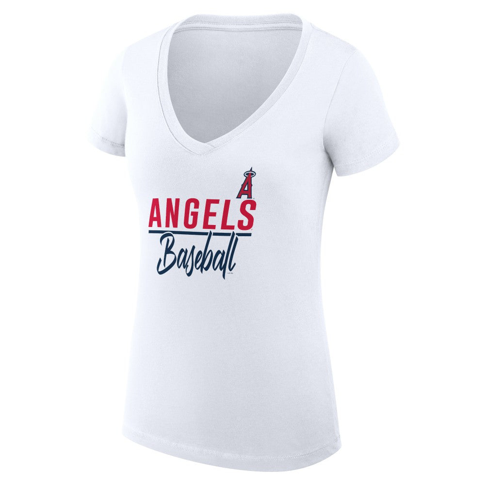 Los Angeles Angels G-III 4Her by Carl Banks Women's Super-Slim Fit Lightweight Team Graphic V-Neck T-Shirt Online