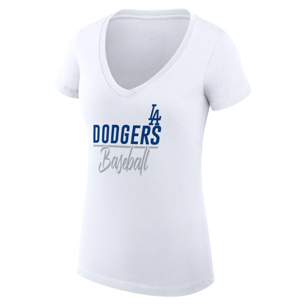 Los Angeles Dodgers G-III 4Her by Carl Banks Women's Super-Slim Fit Lightweight Team Graphic V-Neck T-Shirt for sale