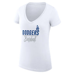 Los Angeles Dodgers G-III 4Her by Carl Banks Women's Super-Slim Fit Lightweight Team Graphic V-Neck T-Shirt for sale