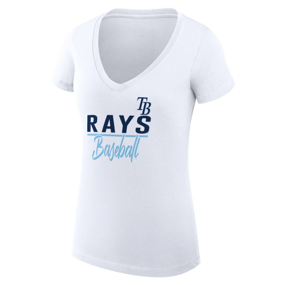 Tampa Bay Rays G-III 4Her by Carl Banks Women's Super-Slim Fit Lightweight Team Graphic V-Neck T-Shirt Sale
