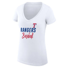 Texas Rangers G-III 4Her by Carl Banks Women's Super-Slim Fit Lightweight Team Graphic V-Neck T-Shirt Clearance