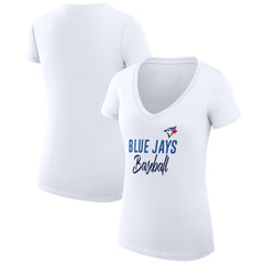 Toronto Blue Jays G-III 4Her by Carl Banks Women's Super-Slim Fit Lightweight Team Graphic V-Neck T-Shirt Clearance