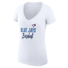 Toronto Blue Jays G-III 4Her by Carl Banks Women's Super-Slim Fit Lightweight Team Graphic V-Neck T-Shirt Clearance