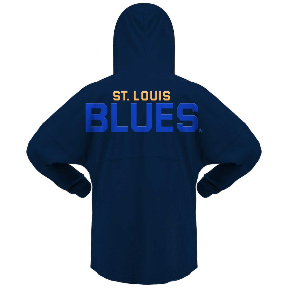 St. Louis Blues - Fanatics Women's Jersey Lace-Up V-Neck Long Sleeve Hoodie T-Shirt Navy