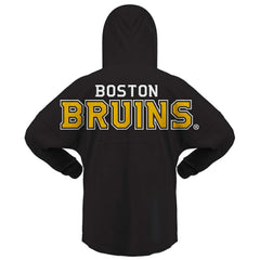 Boston Bruins Fanatics Women's Jersey Lace-Up V-Neck Long Sleeve Hoodie T-Shirt Black