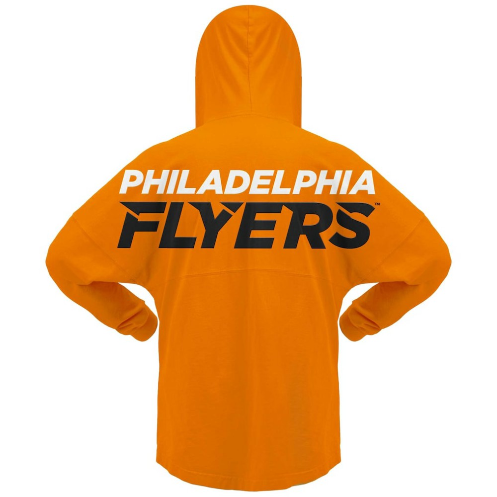 Philadelphia Flyers - Fanatics Women's Jersey Lace-Up V-Neck Long Sleeve Hoodie T-Shirt Orange