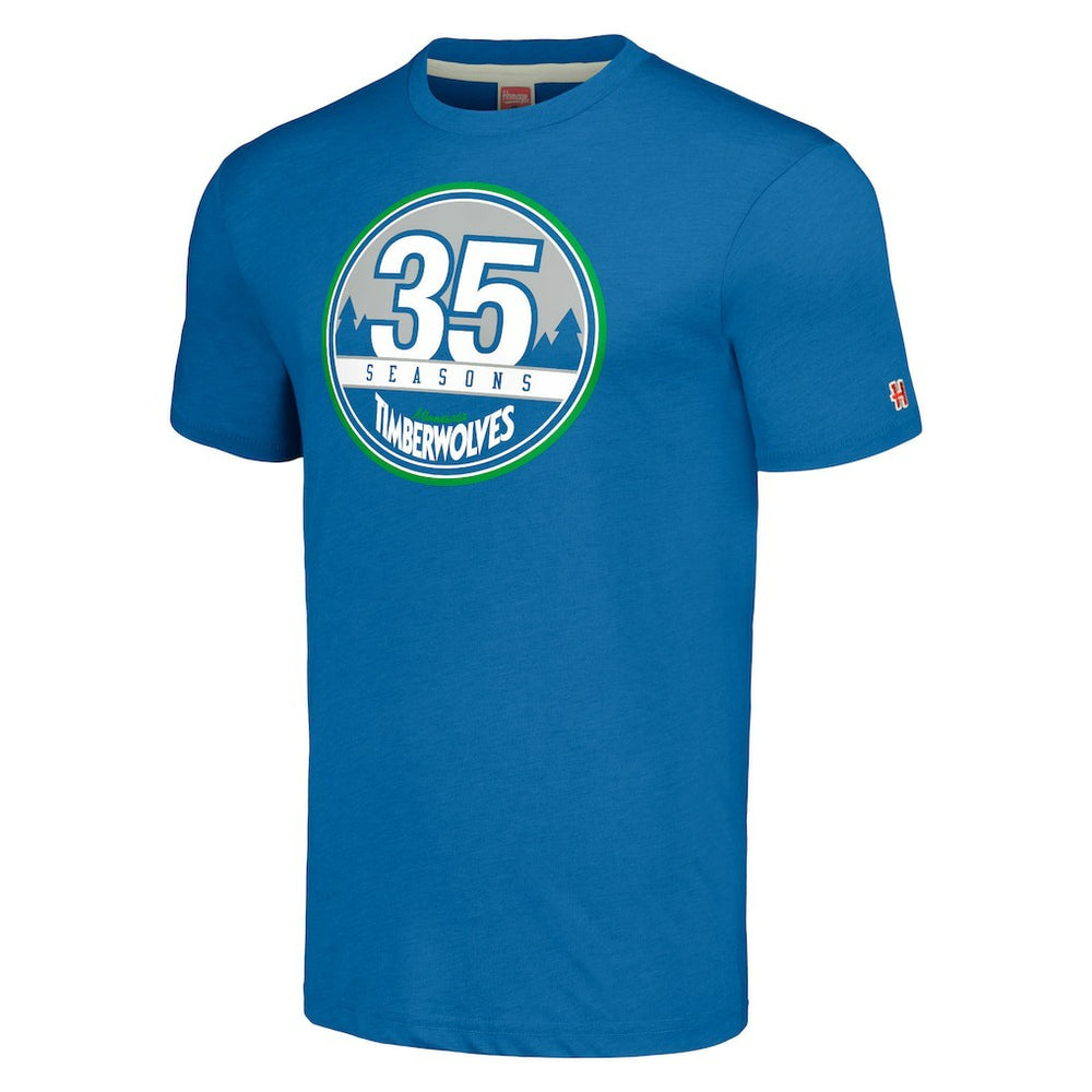 NBA - Minnesota Timberwolves Homage Unisex 35th Anniversary Hardwood Classics 35 Seasons Tri-Blend T-Shirt - Royal