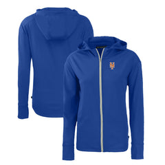 New York Mets Cutter & Buck Women's Daybreak Eco Recycled Full-Zip Hoodie On Sale