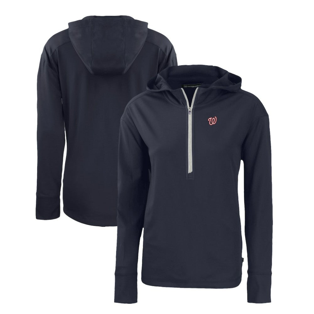 Washington Nationals Cutter & Buck Women's Daybreak Eco Recycled Half-Zip Hoodie Lifestyle