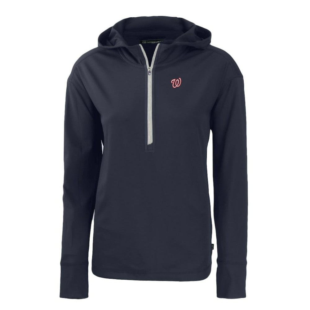 Washington Nationals Cutter & Buck Women's Daybreak Eco Recycled Half-Zip Hoodie Lifestyle