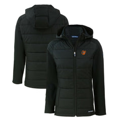 Baltimore Orioles Cutter & Buck Women's Evoke Hybrid Eco Softshell Recycled Full-Zip Hoodie Jacket On Sale