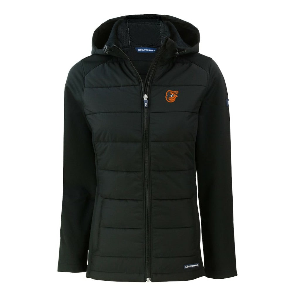 Baltimore Orioles Cutter & Buck Women's Evoke Hybrid Eco Softshell Recycled Full-Zip Hoodie Jacket On Sale