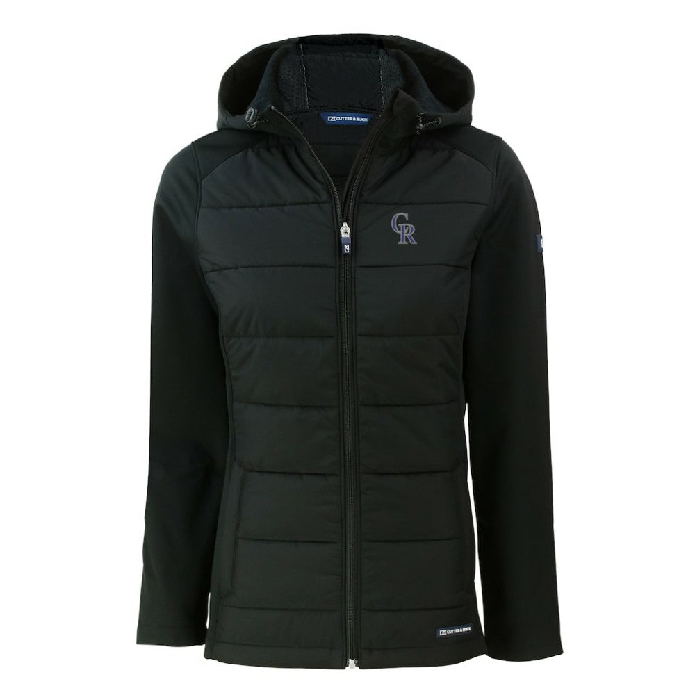 Colorado Rockies Cutter & Buck Women's Evoke Hybrid Eco Softshell Recycled Full-Zip Hoodie Jacket Near Me
