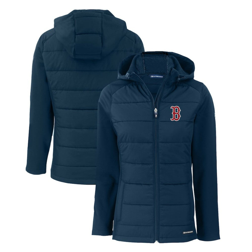 Boston Red Sox Cutter & Buck Women's Evoke Hybrid Eco Softshell Recycled Full-Zip Hoodie Jacket Online