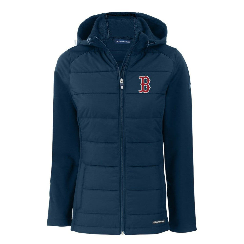 Boston Red Sox Cutter & Buck Women's Evoke Hybrid Eco Softshell Recycled Full-Zip Hoodie Jacket Online