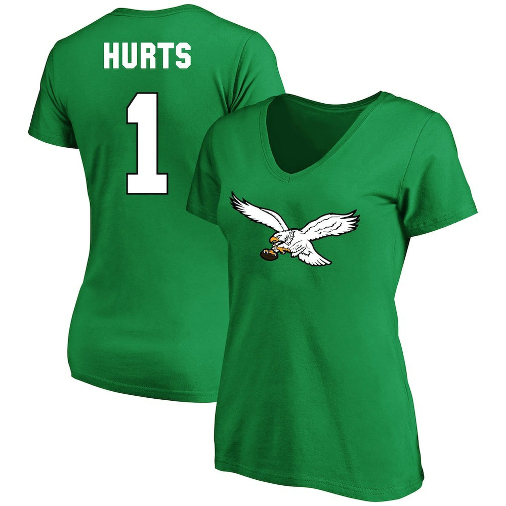 Jalen Hurts Philadelphia Eagles Women's Plus Size Fair Catch Name & Number Scoop Neck T-Shirt Kelly Green - NFL