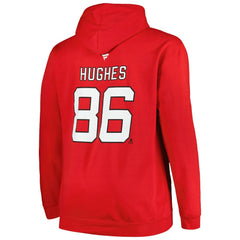 Jack Hughes New Jersey Devils - Profile Big & Tall Name & Number Pullover Hoodie Red