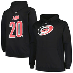 Sebastian Aho Carolina Hurricanes - Profile Big & Tall Name & Number Pullover Hoodie Black