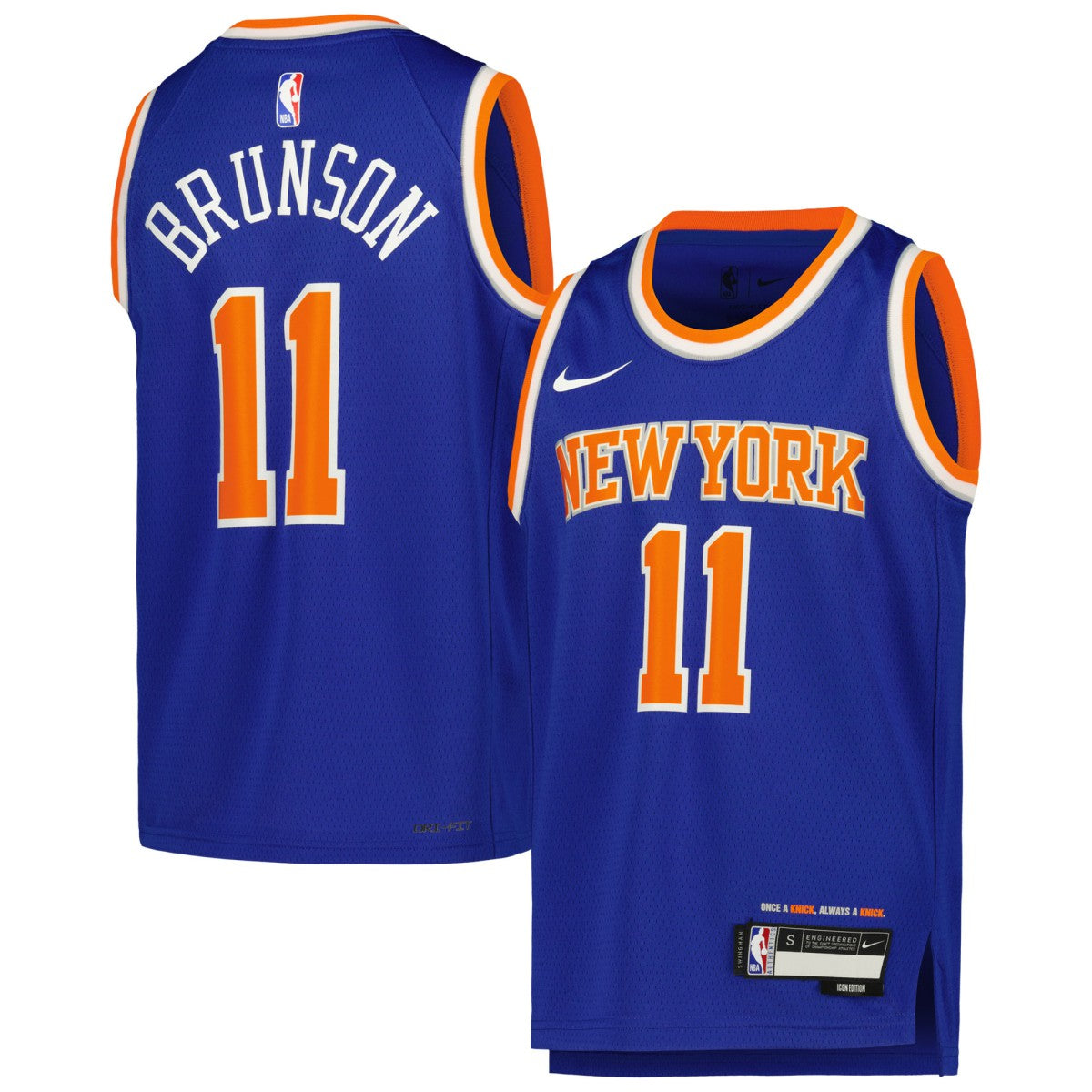Nike - Jalen Brunson New York Knicks Youth Swingman Jersey - Icon Edition - Blue
