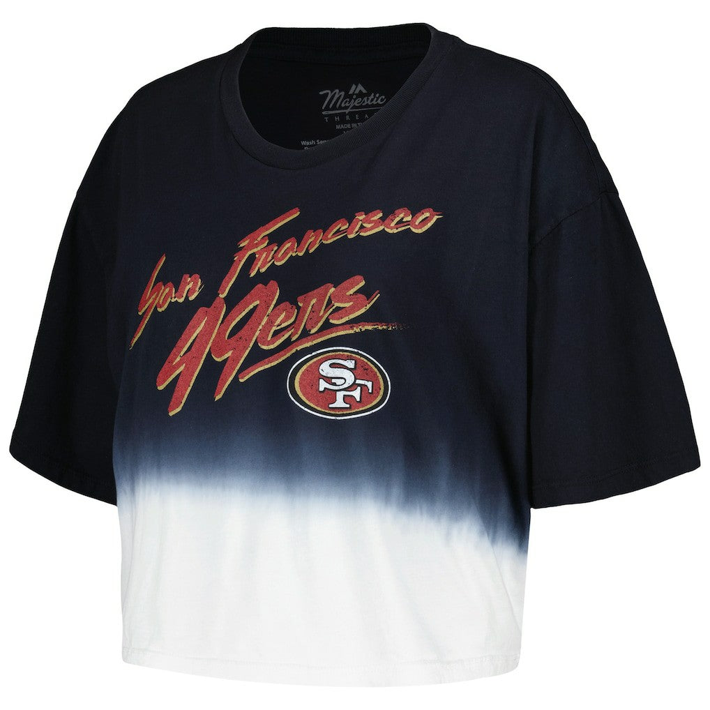 Christian McCaffrey San Francisco 49ers Majestic Threads Women's Dip-Dye Player Name & Number Crop Top Black/White - NFL