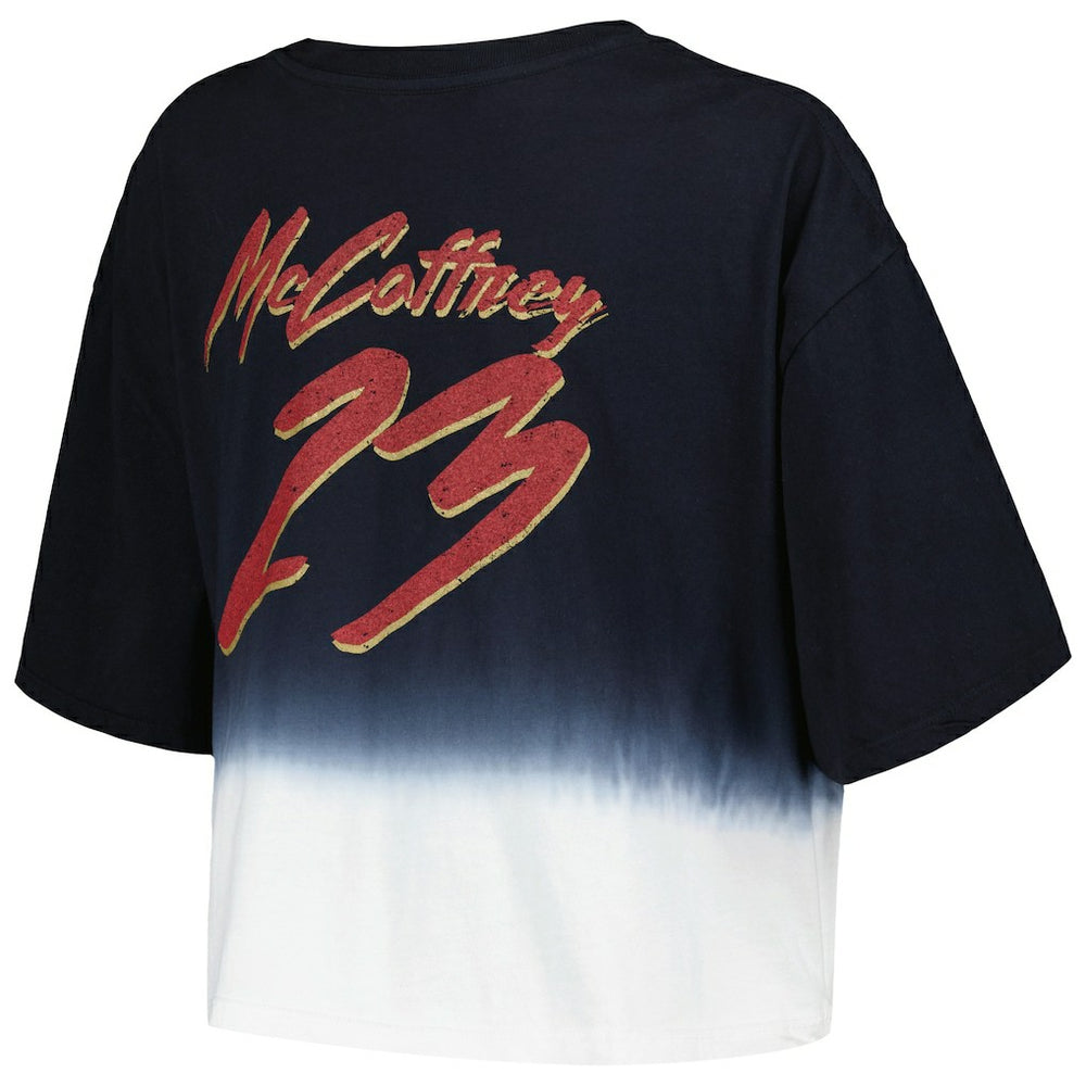 Christian McCaffrey San Francisco 49ers Majestic Threads Women's Dip-Dye Player Name & Number Crop Top Black/White - NFL