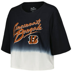 Joe Burrow Cincinnati Bengals Majestic Threads Women's Dip-Dye Player Name & Number Crop Top Black/White - NFL