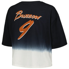 Joe Burrow Cincinnati Bengals Majestic Threads Women's Dip-Dye Player Name & Number Crop Top Black/White - NFL