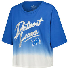 Aidan Hutchinson Detroit Lions Majestic Threads Women's Dip-Dye Player Name & Number Crop Top Blue/White - NFL