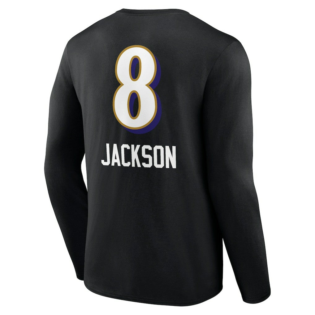 Lamar Jackson Baltimore Ravens Team Wordmark Long Sleeve T-Shirt Black - NFL