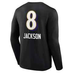 Lamar Jackson Baltimore Ravens Team Wordmark Long Sleeve T-Shirt Black - NFL