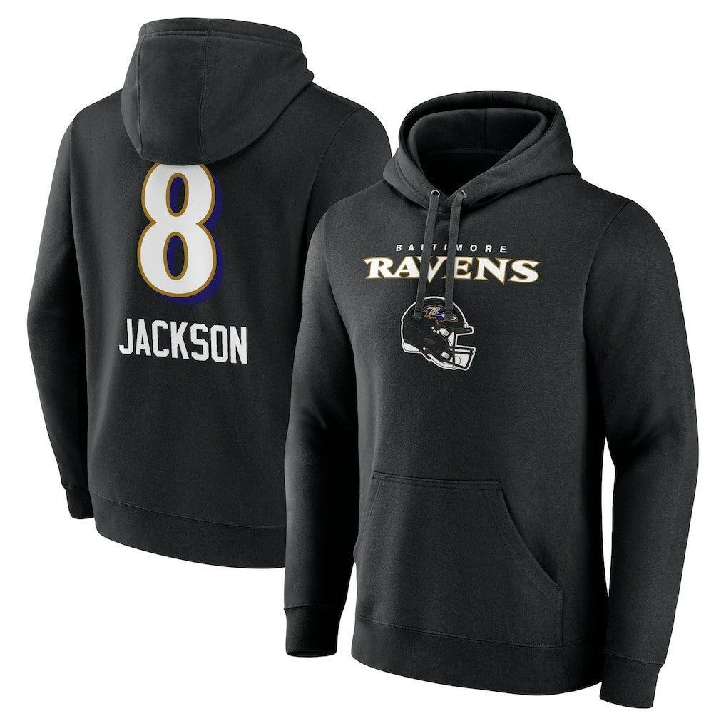 Lamar Jackson Baltimore Ravens Team Wordmark Pullover Hoodie Black - NFL