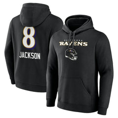 Lamar Jackson Baltimore Ravens Team Wordmark Pullover Hoodie Black - NFL
