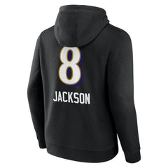 Lamar Jackson Baltimore Ravens Team Wordmark Pullover Hoodie Black - NFL