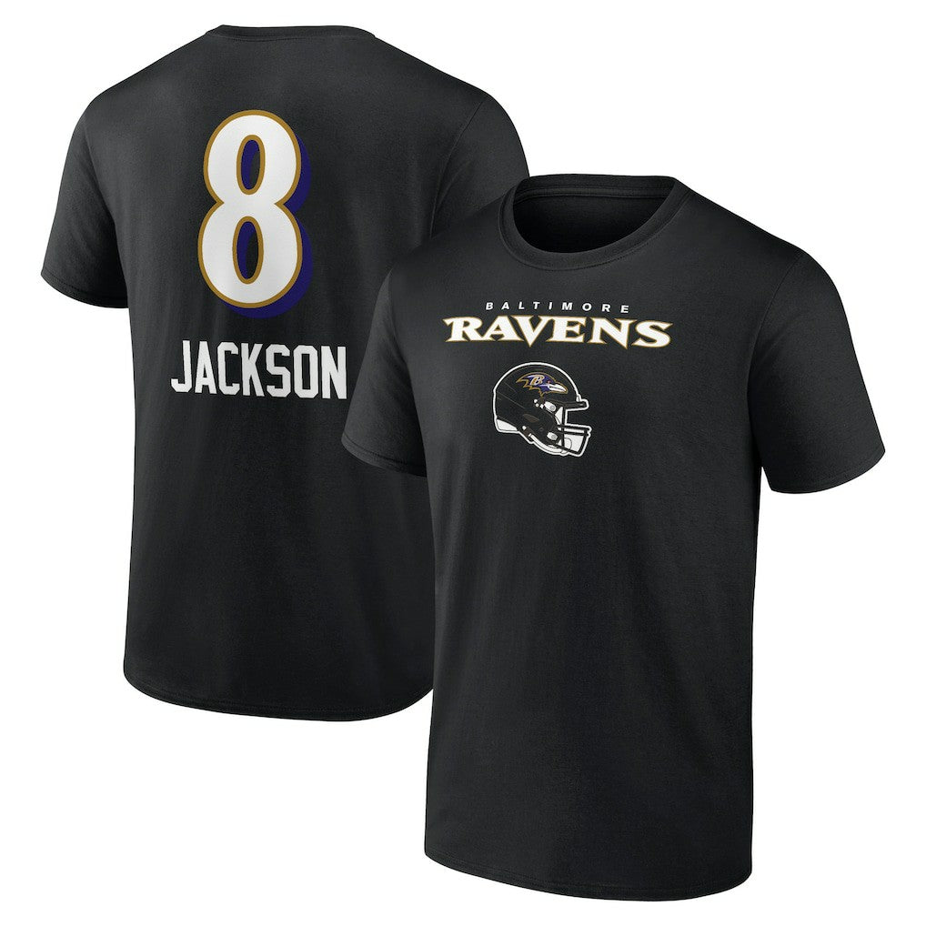 Lamar Jackson Baltimore Ravens Team Wordmark Name & Number T-Shirt Black - NFL
