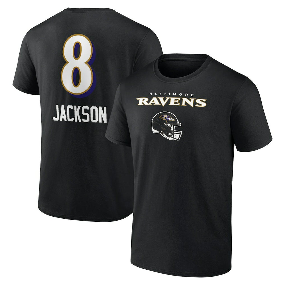 Lamar Jackson Baltimore Ravens Team Wordmark Name & Number T-Shirt Black - NFL